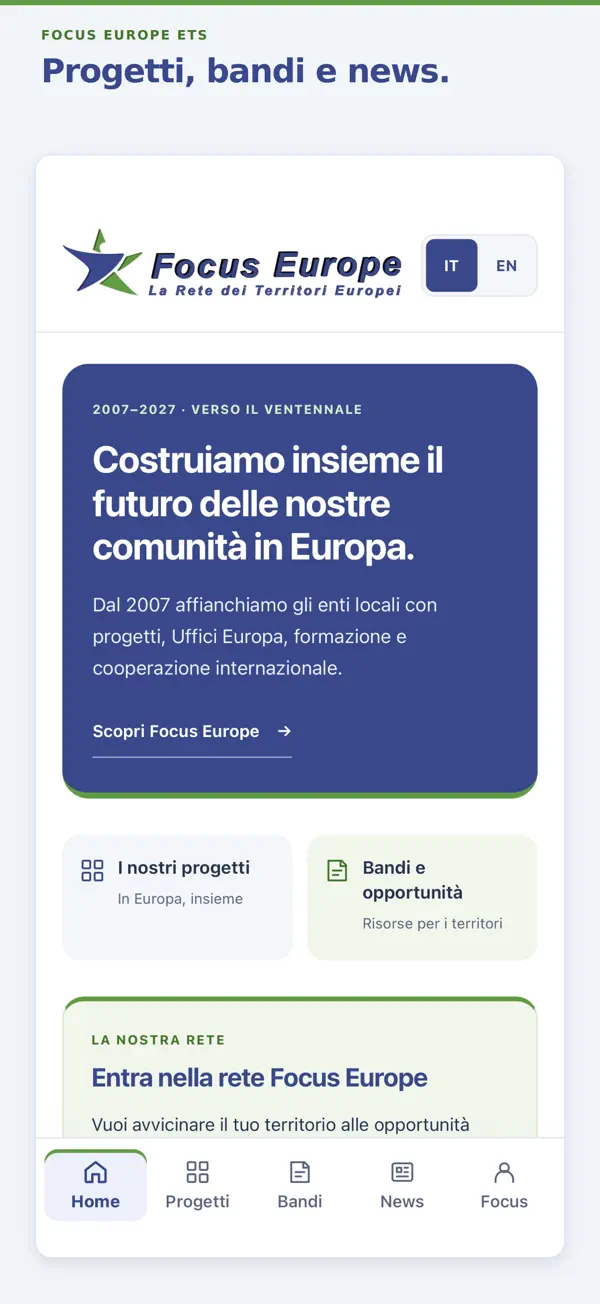 La home dell’app Focus Europe